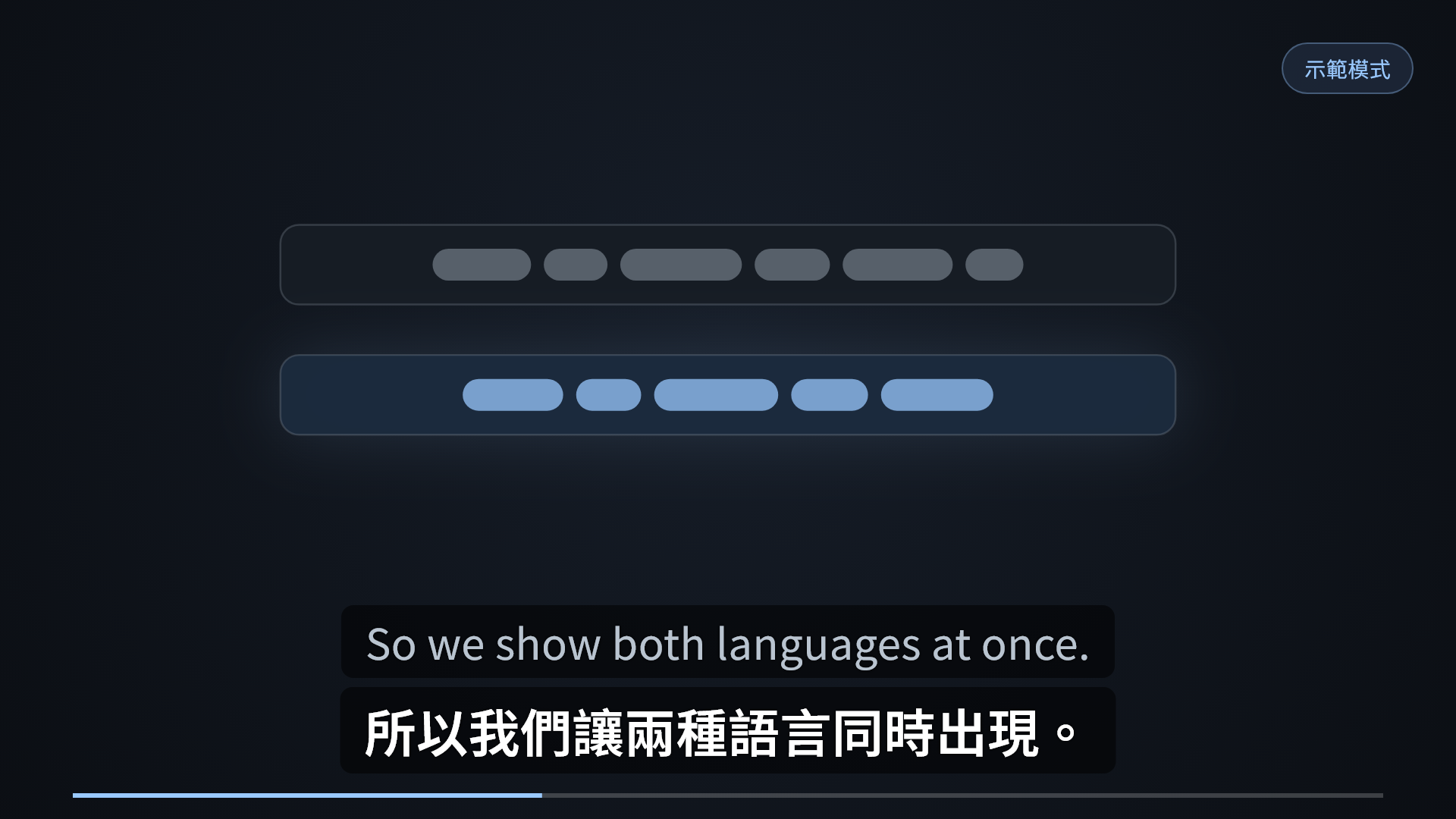 譯魔投影示範英文原文與繁體中文雙語字幕